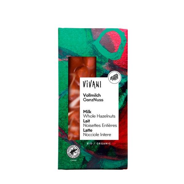 VIVANI CHOCOLAT AU LAIT & NOISETTES ENTIERES 100GR BF10