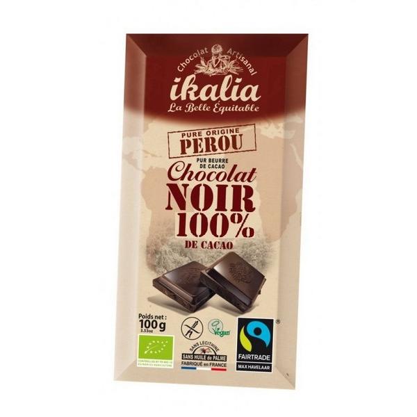 IKALIA CHOCOLAT NOIR CACAO 100% PEROU 100GR VJ10