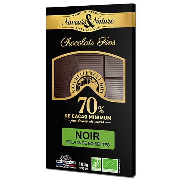 SAVEURS & NATURE CHOCOLAT NOIR ECLAT DE NOISETTES 70% 100GR VJ10