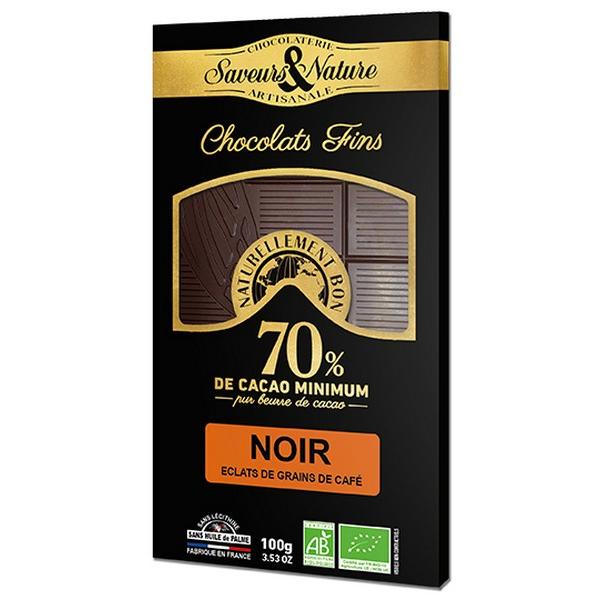 SAVEURS & NATURE CHOCOLAT NOIR ECLAT DE GRAINS DE CAFE 70% 100GR VJ10