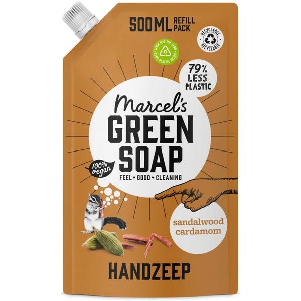 MARCEL'S GREEN SOAP SAVON MAIN BOIS DE SANTAL & CARDAMOME RECHARGE 500ML MR6