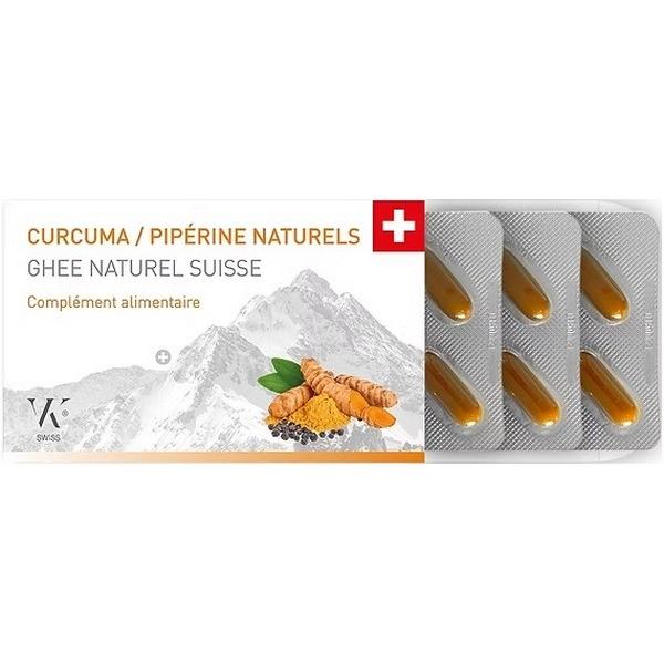VK SWISS AYURVEDA CURCUMA PIPERINE NATURELS 30X GELULES VK