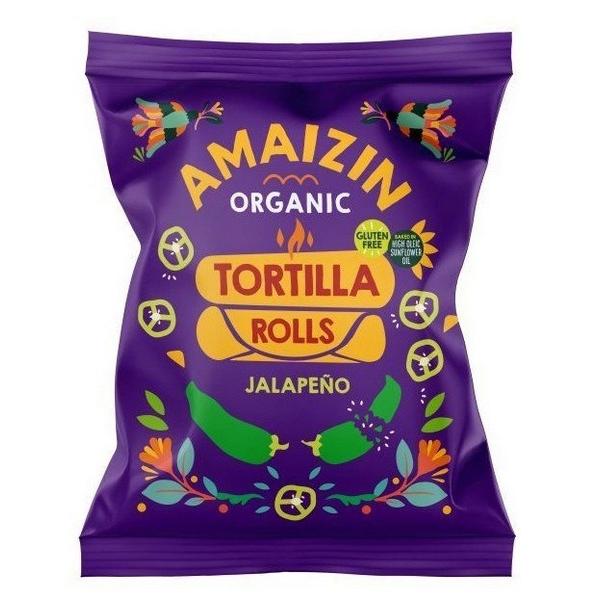 AMAIZIN CHIPS TORTILLA ROLLS JALAPENO 100GR BF14