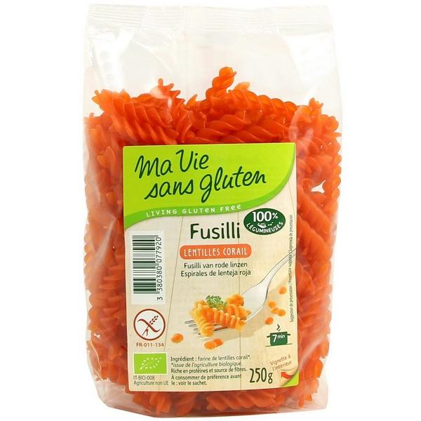 MA VIE SANS GLUTEN PATE FUSILLI LENTILLES CORAIL 250GR HY12