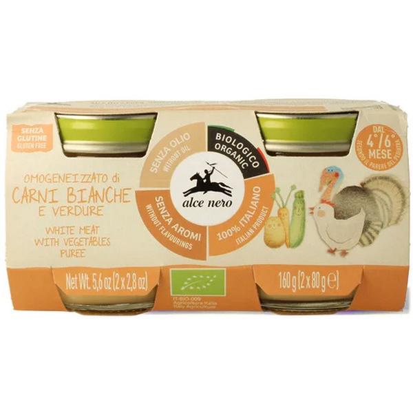 ALCE NERO BABY FOOD PETIT POT VIANDES BLANCHES ET LEGUMES 2X80GR TT6